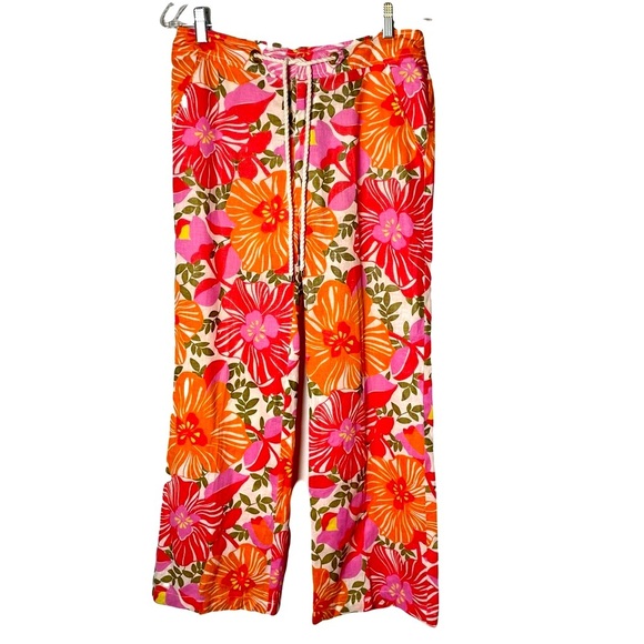 Lily Pulitzer Wide Leg Linen Blend Floral Women's Pants Palm Beach Fit Size 6 - Picture 1 of 13